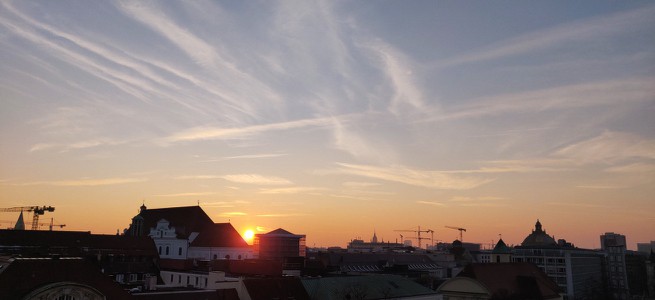 Sonnenuntergang Skyline München